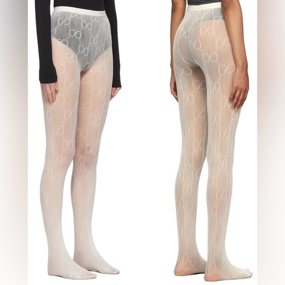 BRAND NEW GUCCI GG IVORY TIGHTS SIZE SMALL